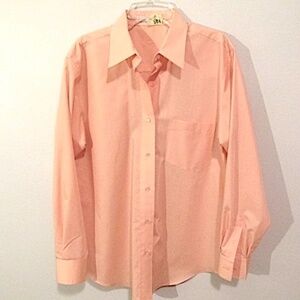 Foxcroft Cotton Blend, Wrinkle-Free, Long-Sleeved Shirt, Peach, Size 6